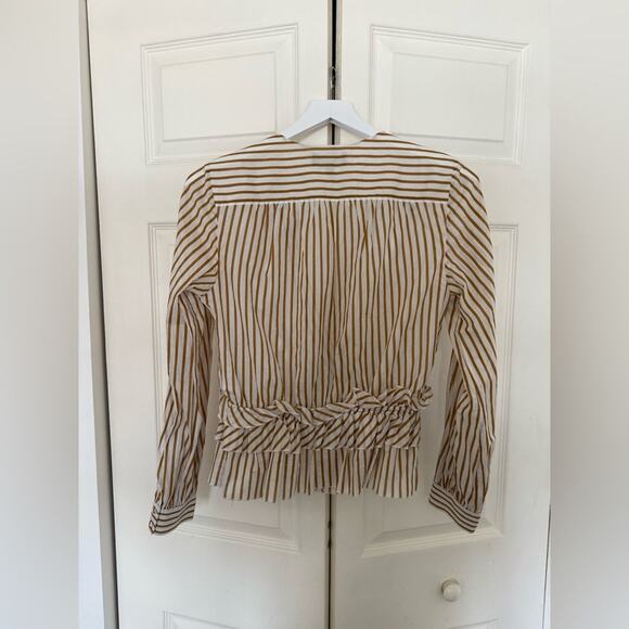 Robert Rodriguez Mariel Blouse Striped Ruffle V-Neck 3/4 Sleeves Size 6 - Picture 8 of 8
